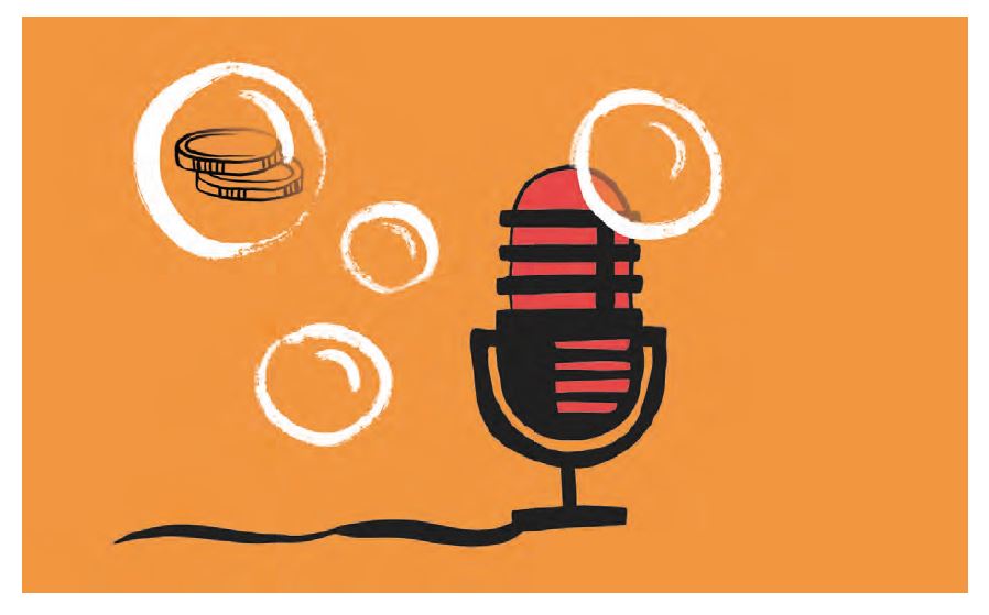  – "Wo Geld auftaucht, müssen auch Verträge gemacht werden", sagt Podcaster Frank Joung (Halbe Katoffl). (Illustration: Jessy Asmus)
